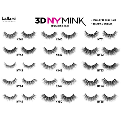 Laflare 100% Mink Hair 3D Volume NY Mink Eyelashes (NY41-NY70)
