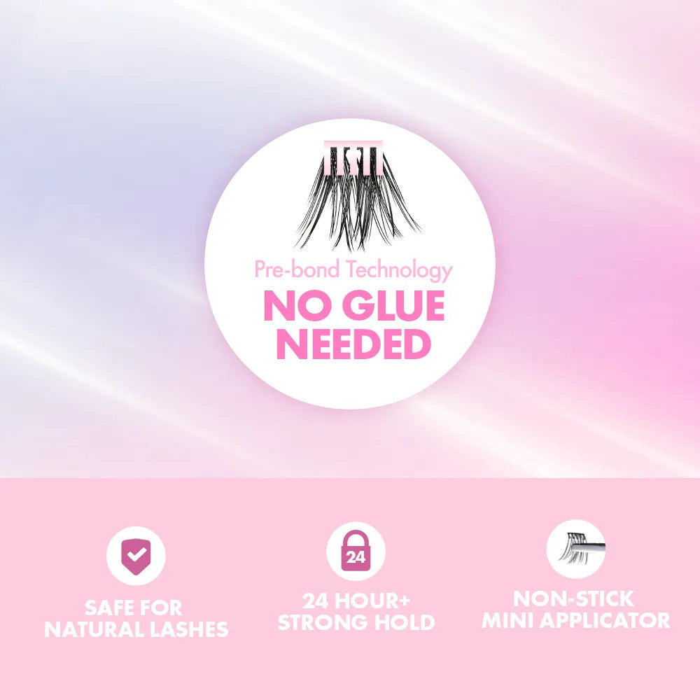 KISS i Envy Press & Go Press-On Pre-Glued Lash Clusters – Clean Day