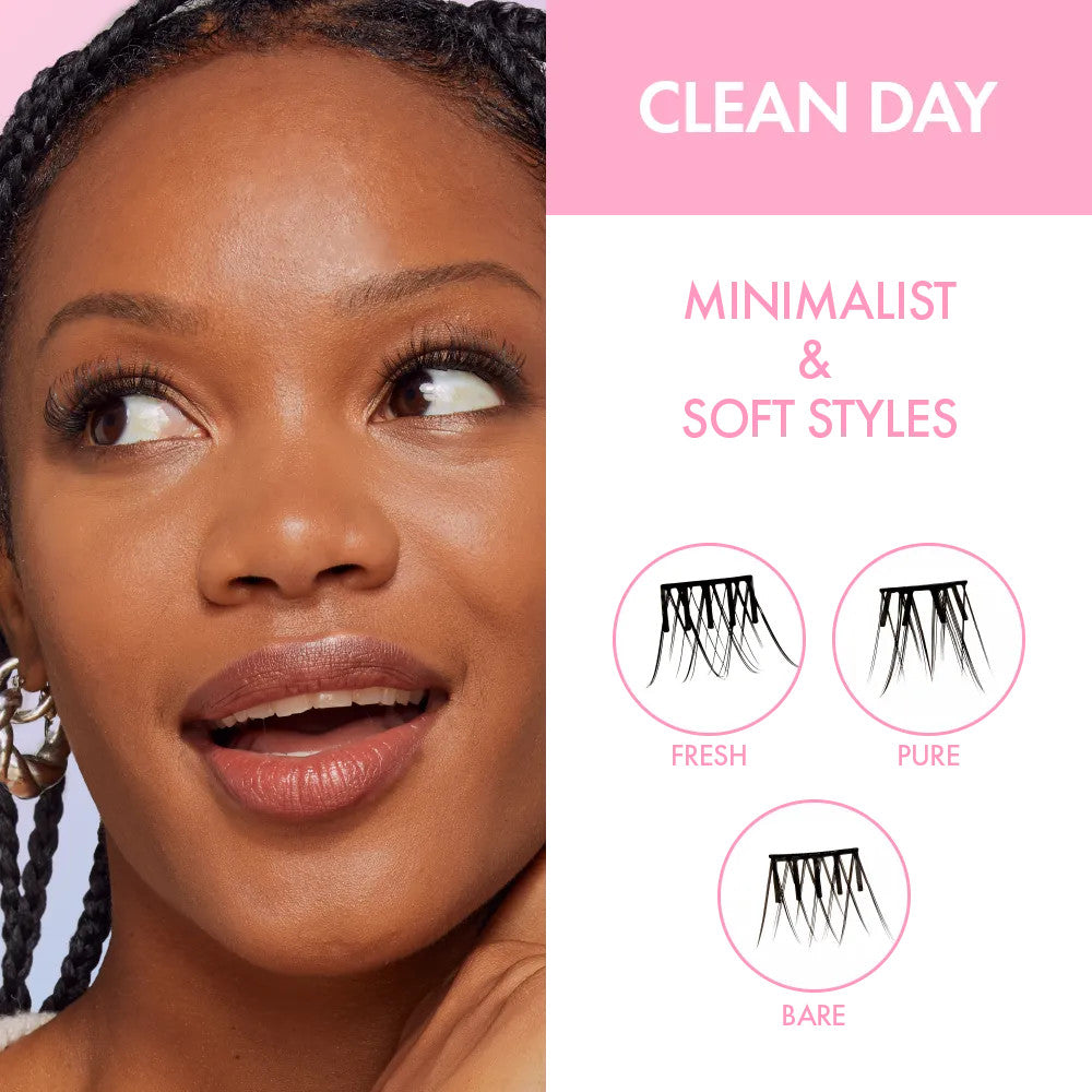 KISS i Envy Press & Go Press-On Pre-Glued Lash Clusters – Clean Day
