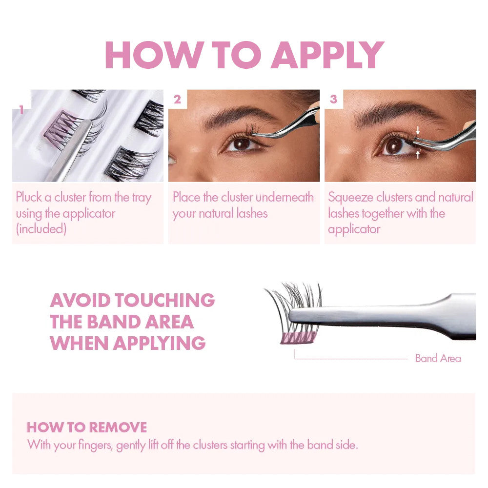 KISS i Envy Press & Go Press-On Pre-Glued Lash Clusters – Clean Day
