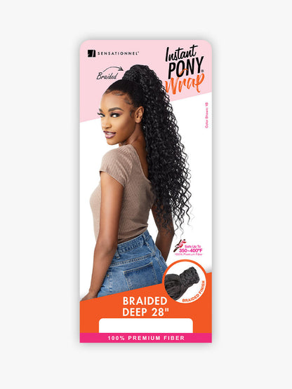 SENSATIONNEL Synthetic Ponytail Instant Pony Wrap - BRAIDED DEEP 28"