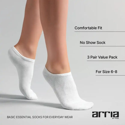 ARRIA 3 Pairs No Show Socks (White)