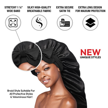 RED Adjustable Satin Bonnet with Tie Band