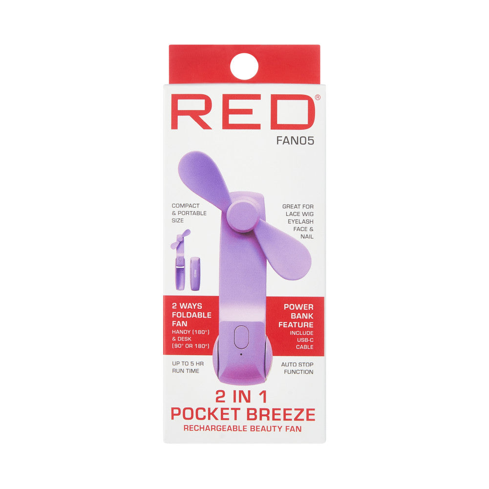 RED Portable Mini 2-in-1 Pocket Breeze Beauty Fan