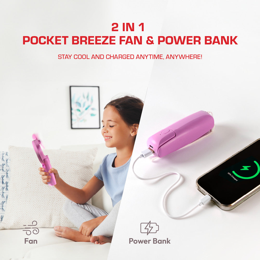 RED Portable Mini 2-in-1 Pocket Breeze Beauty Fan
