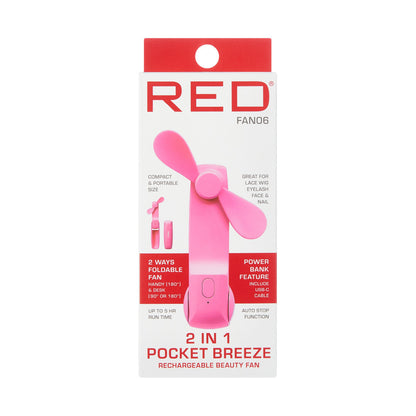 RED Portable Mini 2-in-1 Pocket Breeze Beauty Fan