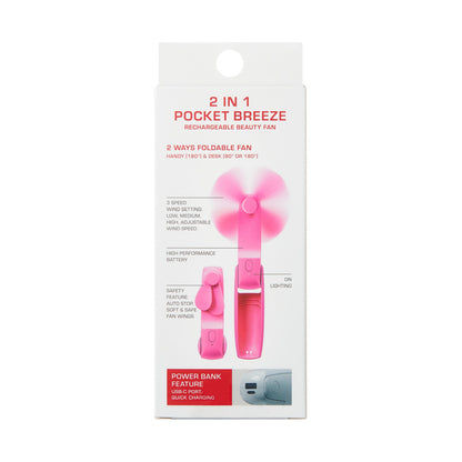 RED Portable Mini 2-in-1 Pocket Breeze Beauty Fan