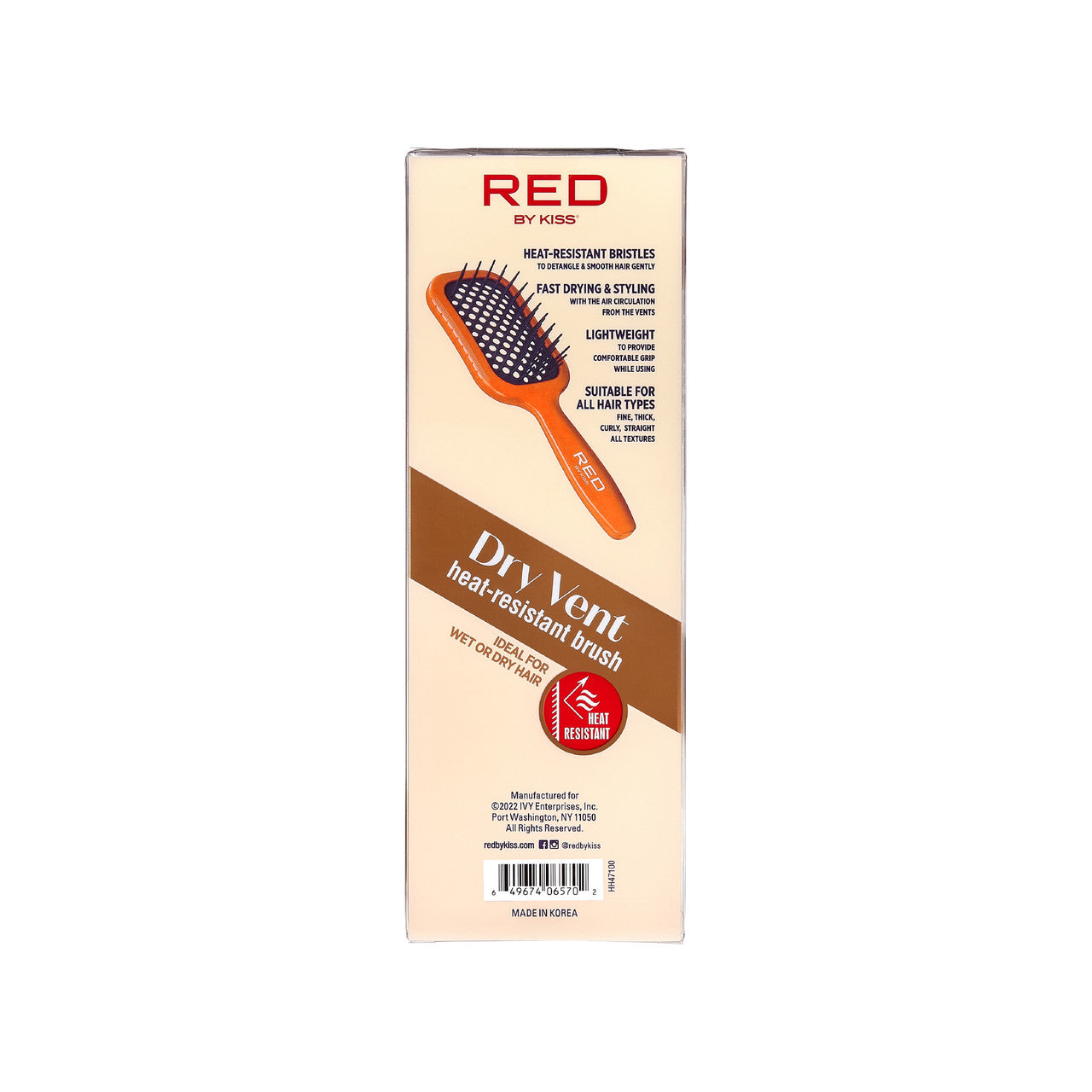 RED Wet & Dry Vent Heat-Resistant Brush – Orange