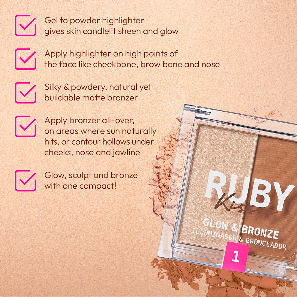 Ruby Kisses Glow & Bronze Highlighter Bronzer Duo