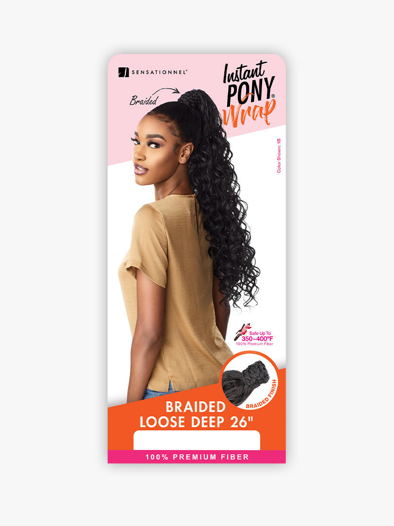 SENSATIONNEL Synthetic Ponytail Instant Pony Wrap - BRAIDED LOOSEDEEP 26"