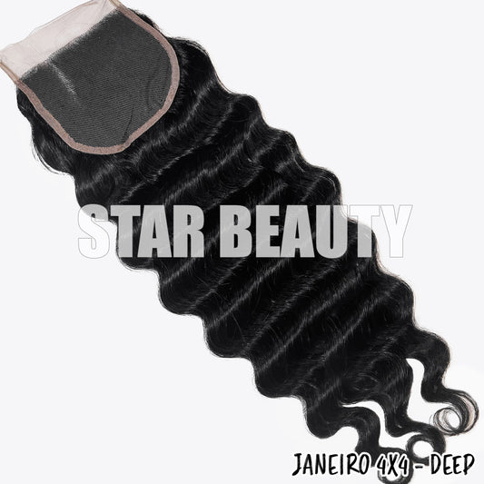 9A Janeiro Brazilian 100% Virgin Hair 4X4 Closure - Deep Wave