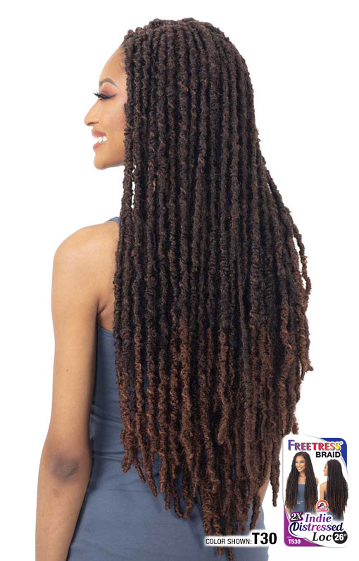 SHAKE N GO FreeTress Synthetic Hair Crochet Braids - 2X Indie Distressed Loc 26"