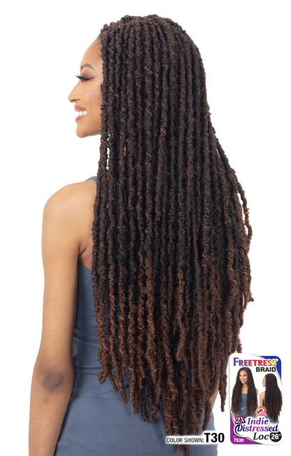 SHAKE N GO FreeTress Synthetic Hair Crochet Braids - 2X Indie Distressed Loc 26"