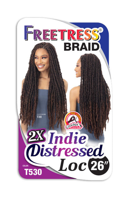 SHAKE N GO FreeTress Synthetic Hair Crochet Braids - 2X Indie Distressed Loc 26"