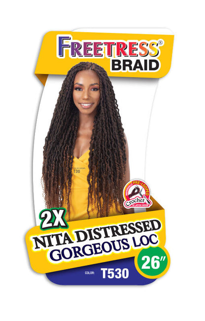 SHAKE N GO FreeTress Synthetic Hair Crochet Braids - 2X Nita Distressed Gorgeous Loc 26"