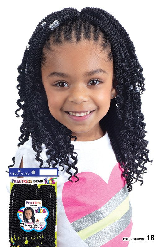 SHAKE N GO FreeTress Crochet Braids - 3X Kids-Senegal Twist With Curls 8"