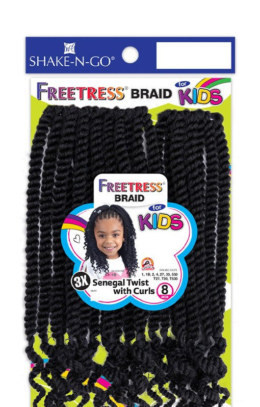 SHAKE N GO FreeTress Crochet Braids - 3X Kids-Senegal Twist With Curls 8"