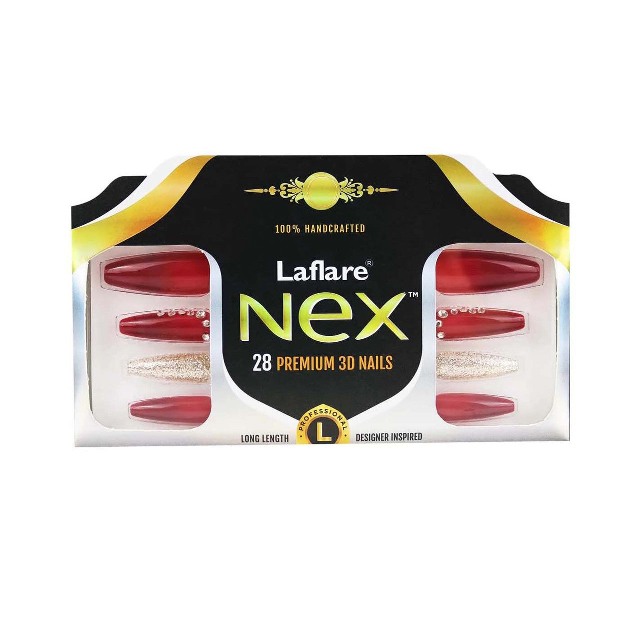 Laflare NEX 28 Premium 3D Nails - Long Coffin