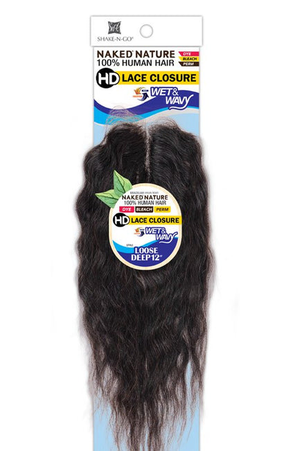 SHAKE N GO Naked Nature 100% Human Hair Closure 12" - Loose Deep