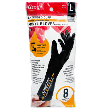 Annie Vinyl Gloves Extended Cuff (8ct)