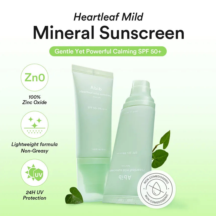 [Abib] Heartleaf Mild Sunscreen Relief Tube SPF 50+ PA++++ (1.69 oz)