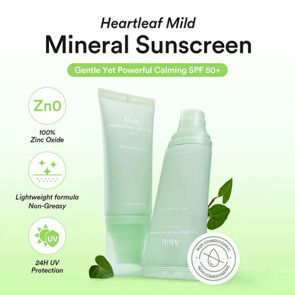 [Abib] Heartleaf Mild Sunscreen Relief Tube SPF 50+ PA++++ (1.69 oz)