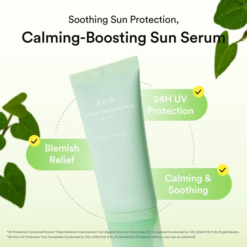 [Abib] Heartleaf Mild Sunscreen Relief Tube SPF 50+ PA++++ (1.69 oz)