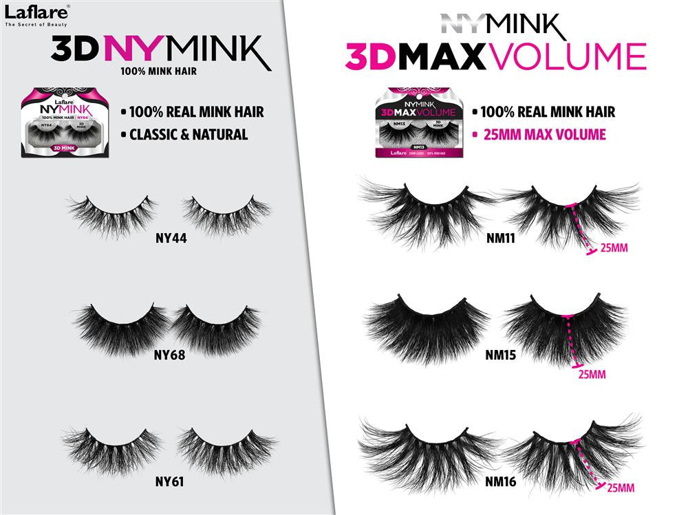 Laflare 100% Mink Hair 3D Max Volume NY Mink Eyelashes 25mm