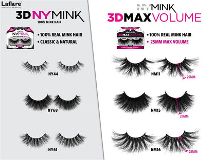 Laflare 100% Mink Hair 3D Max Volume NY Mink Eyelashes 25mm