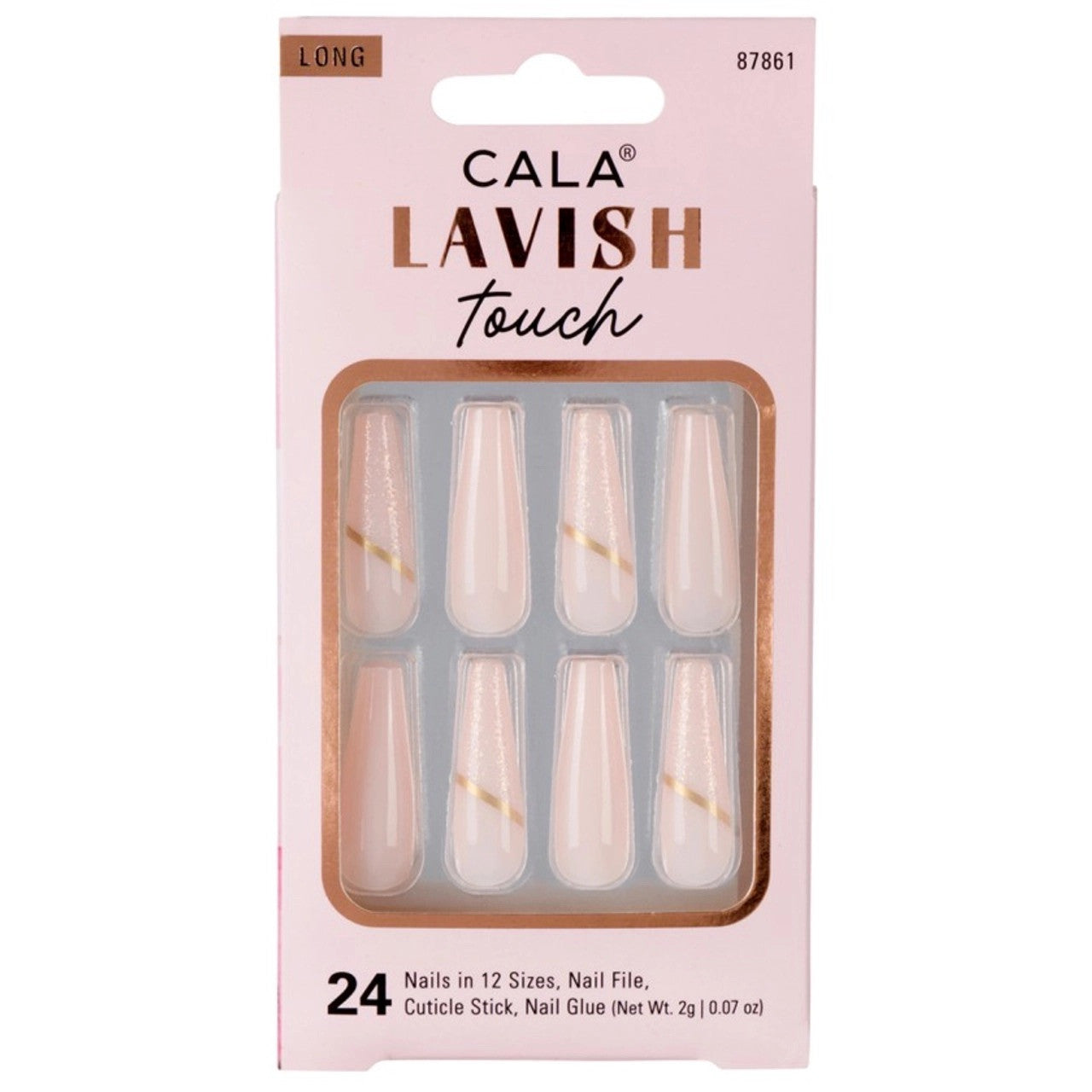 CALA Lavish Touch Long Coffin (Light Pink Glitter)