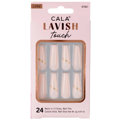 CALA Lavish Touch Long Coffin (Light Pink Glitter)