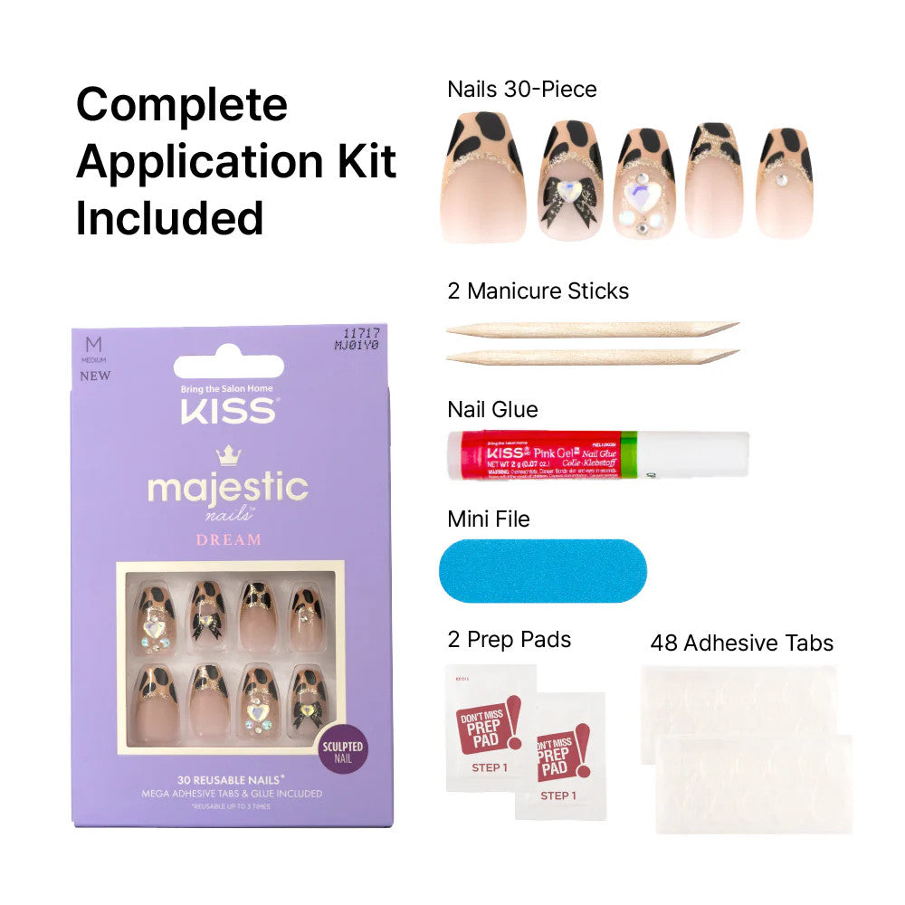 KISS Majestic Press On  Luxury High Shine Gel Nails - MIRACULOUS