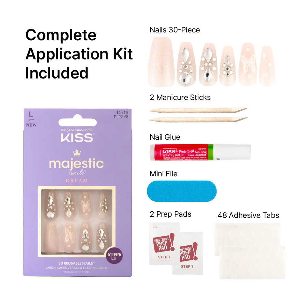 KISS Majestic Press On  Luxury High Shine Gel Nails - WONDROUS