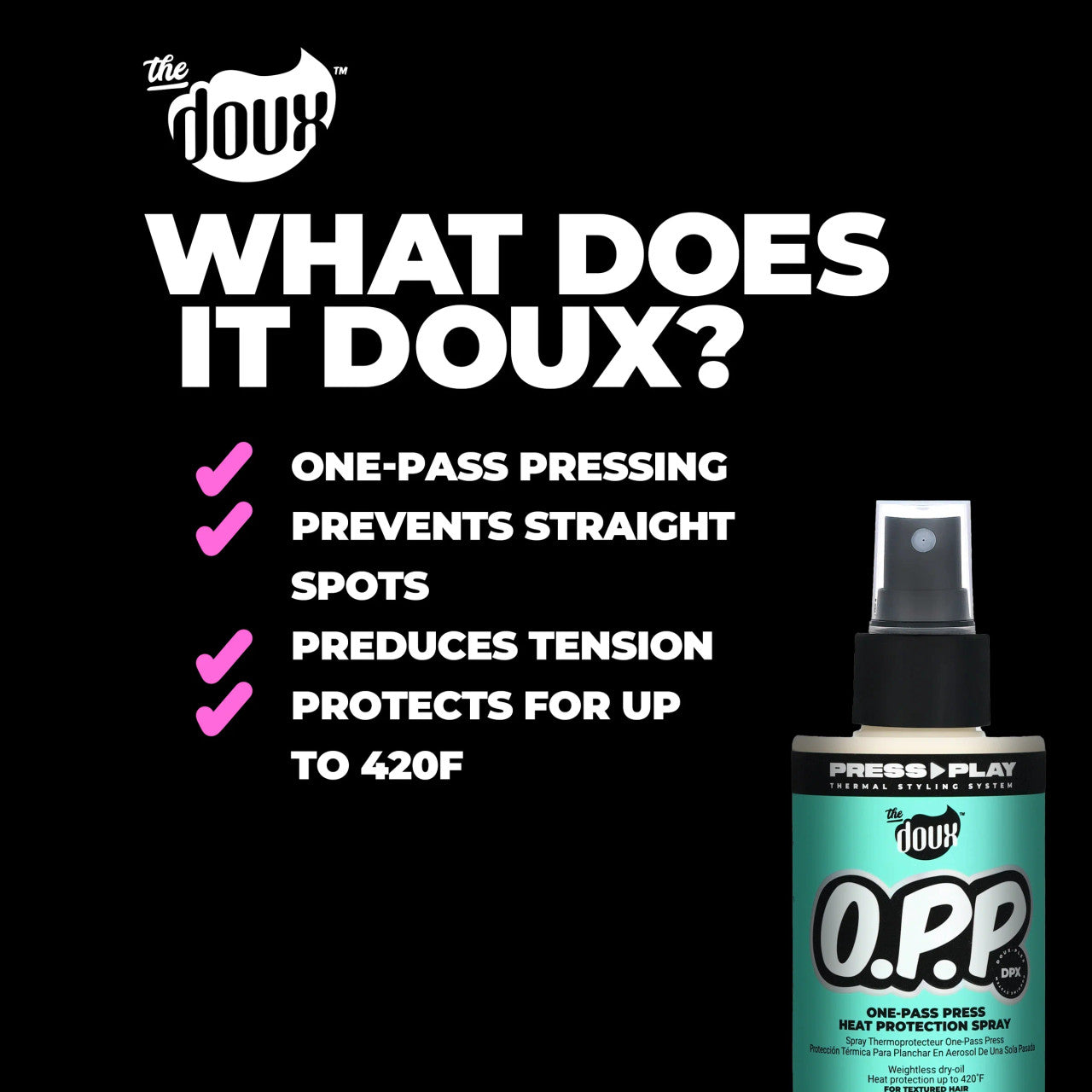 The Doux O.P.P. ONE-PASS Press Heat Protection Spray (4 oz)