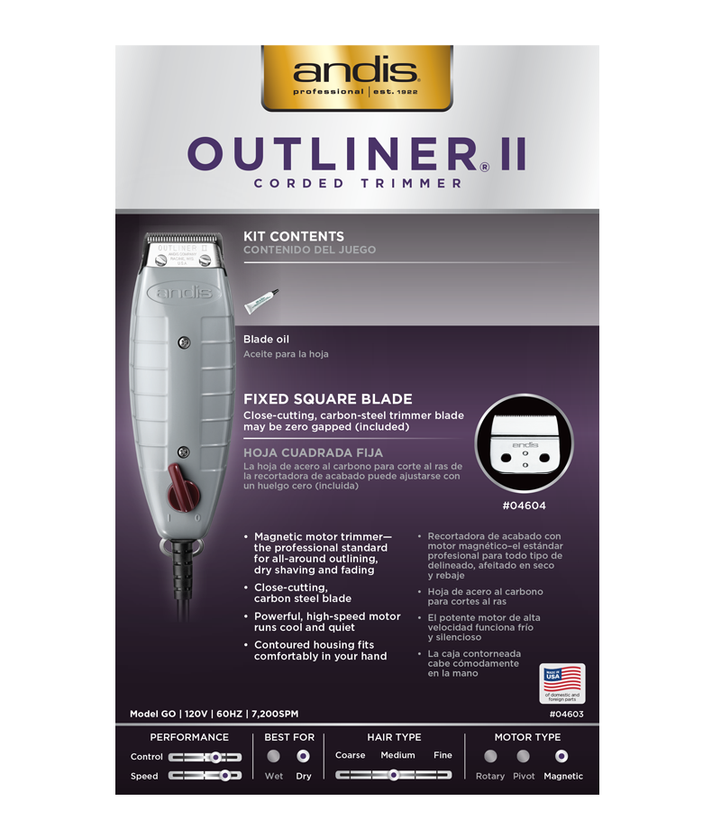 ANDIS Outliner 2 Trimmer (Square Blade)