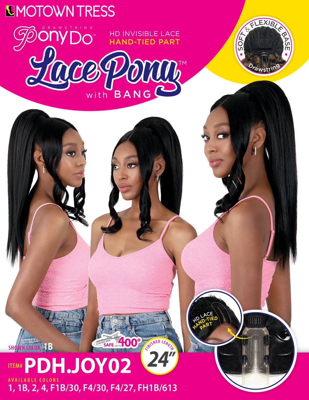 MOTOWN TRESS Ponydo Hand-Tied Lace Pony with Bang Ponytail - PDH.JOY02