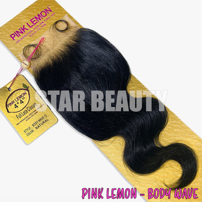 15A Pink Lemon 4X4 HD Full Lace Closure - Body Wave