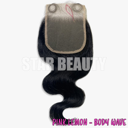 15A Pink Lemon 4X4 HD Full Lace Closure - Body Wave