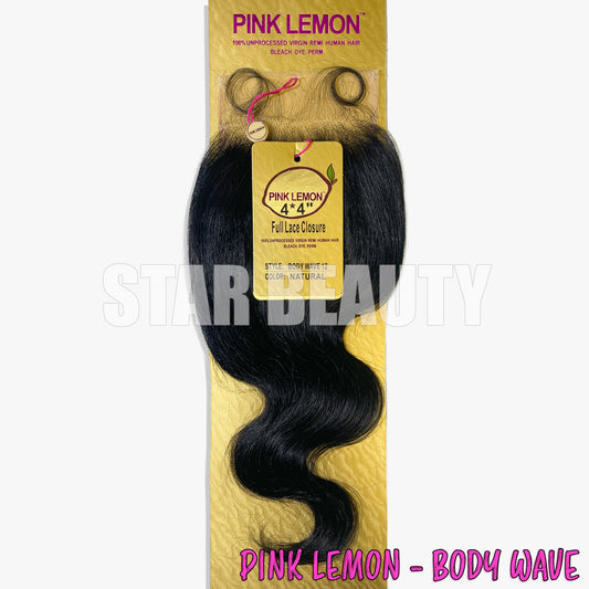 15A Pink Lemon 4X4 HD Full Lace Closure - Body Wave