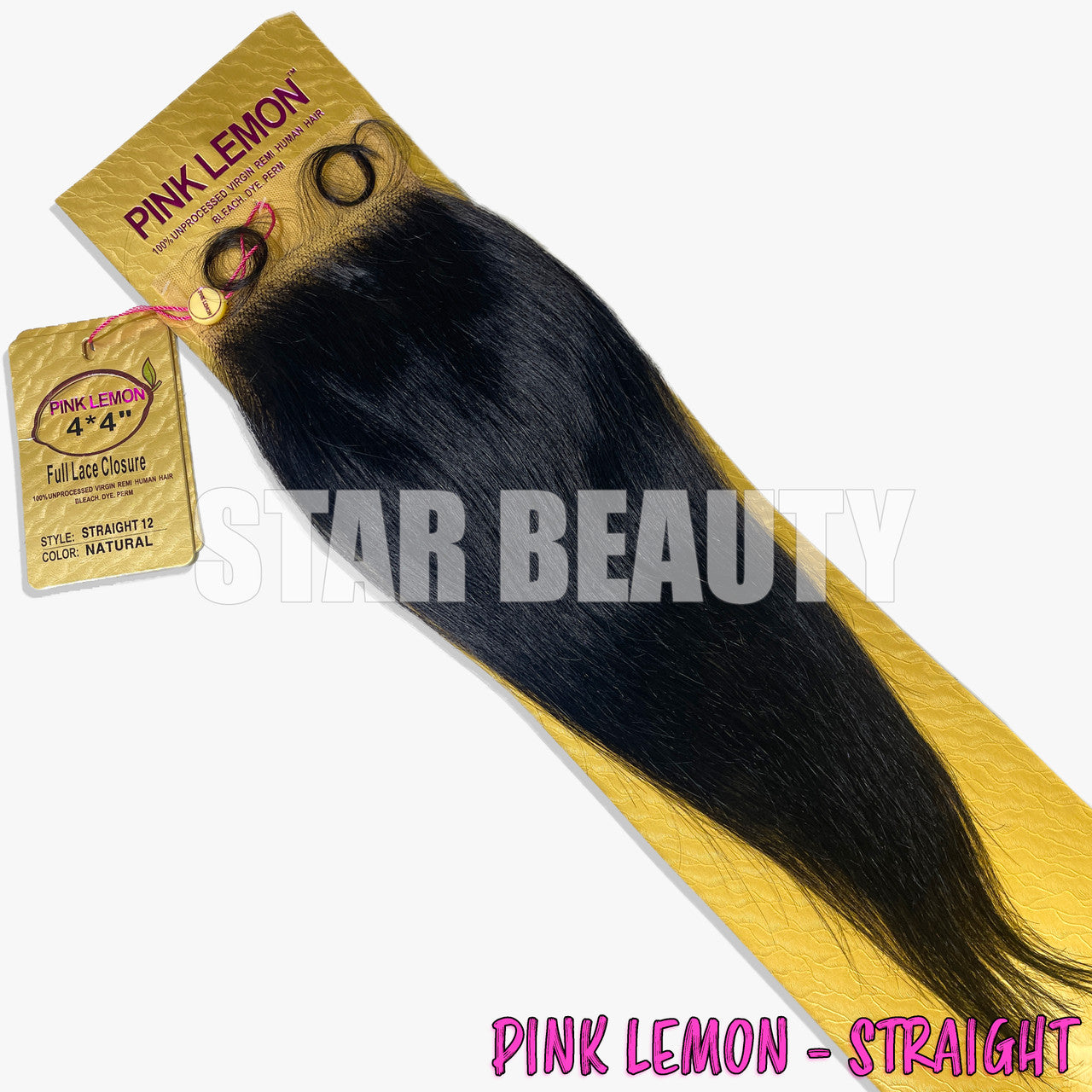 15A Pink Lemon 4X4 HD Full Lace Closure - Straight