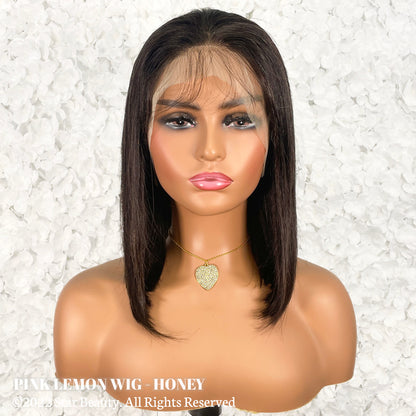 15A PINK LEMON 100% Human Hair 13x4 Lace Front Wig - HONEY