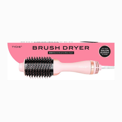 TYCHE Brush Dryer 2-in-1 Barrel Brush & Blow Dryer (Black, Pink)
