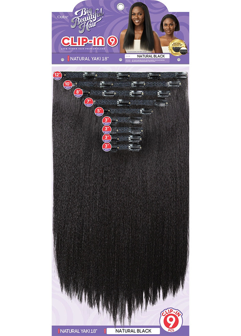 OUTRE Human Hair Premium Blend Big Beautiful Clip-In 9PCS - NATURAL YAKI 18"