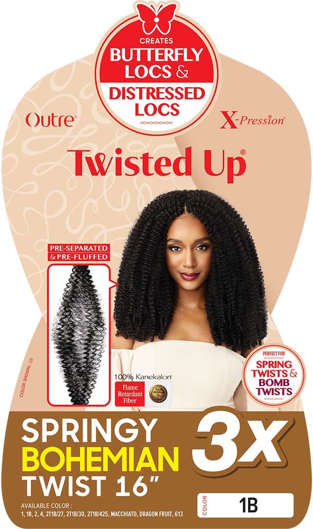 OUTRE X-Pression Twisted Up Crochet Braids 3X - SPRINGY BOHEMIAN TWIST 16"