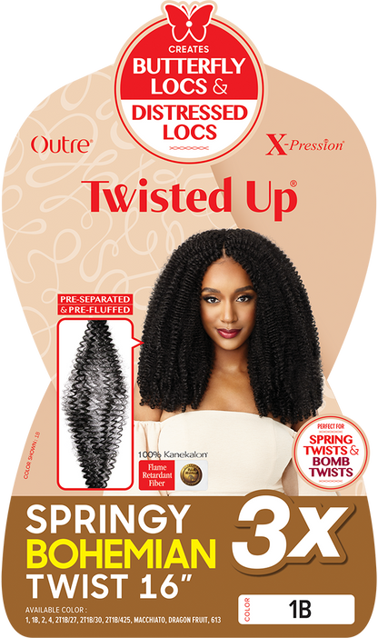 OUTRE X-Pression Twisted Up Crochet Braids 3X - SPRINGY BOHEMIAN TWIST 16"
