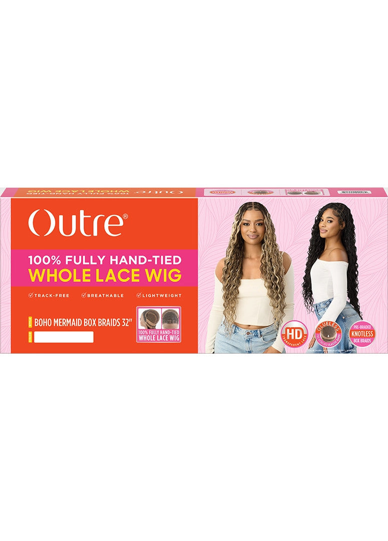 OUTRE 100% Hand-Tied Whole Lace Wig - Boho Mermaid Box Braid 32"