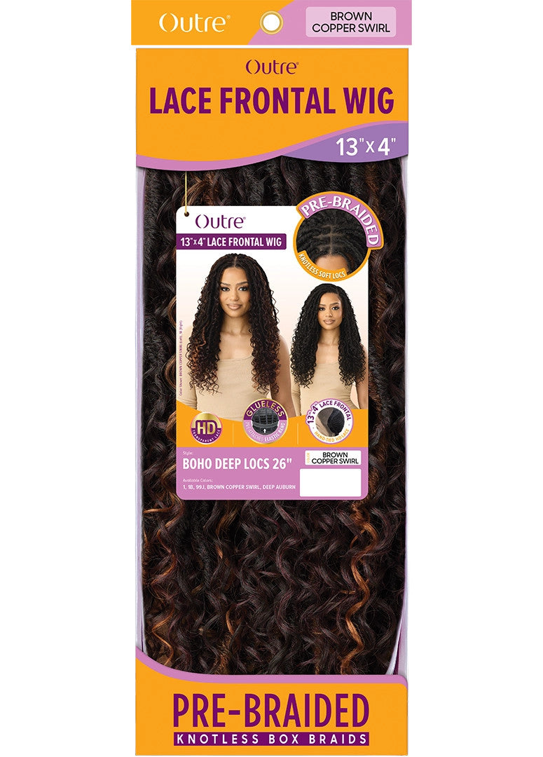 OUTRE Synthetic Braided 13X4 Lace Frontal Wig - Boho Deep Locs 26"