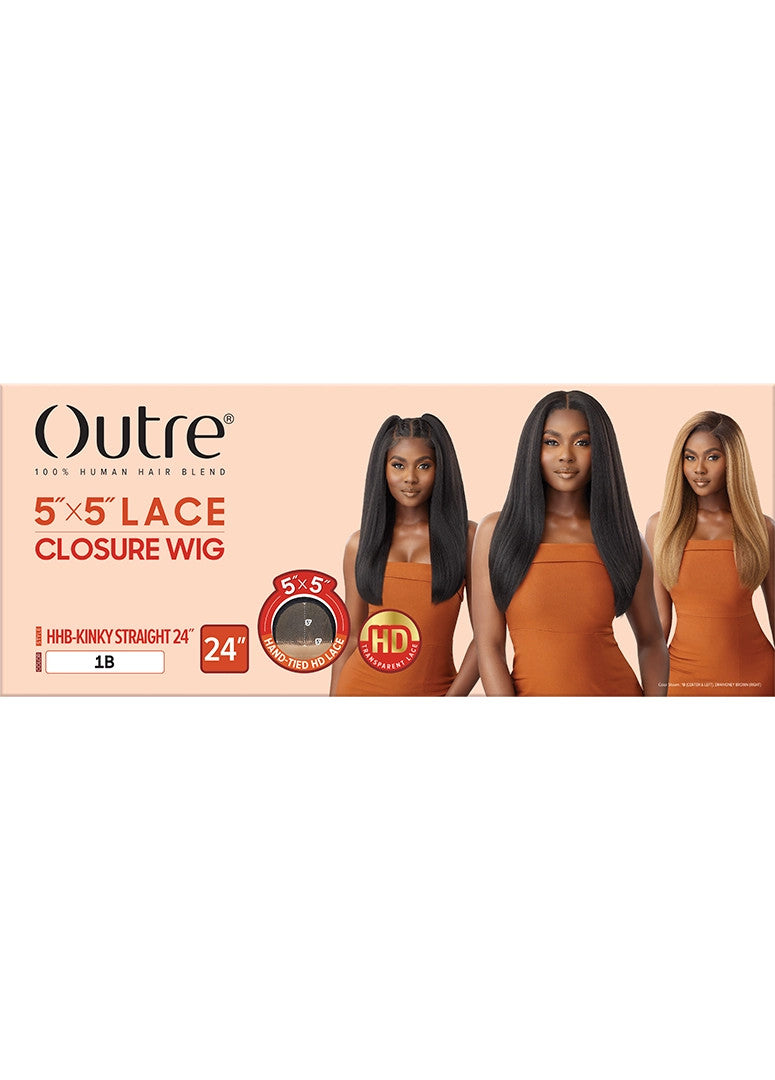 OUTRE Synthetic 5"x 5" HD Lace Closure Lace Front Wig - HHB-Kinky Straight 24"