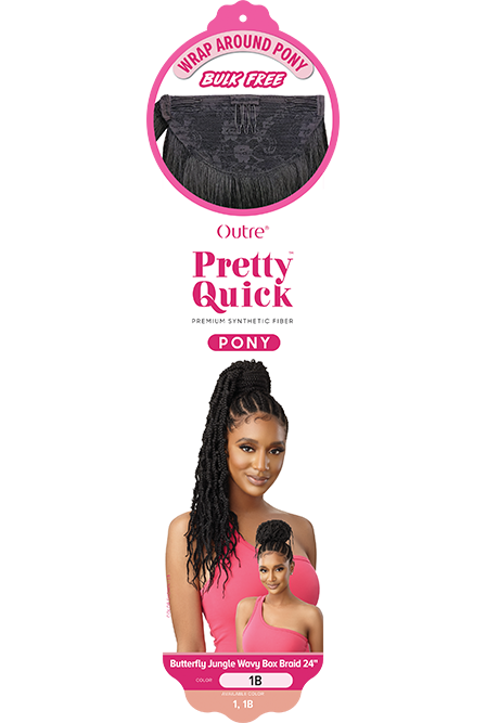 OUTRE Synthetic Pretty Quick Pony - Butterfly Jungle Wavy Box Braid Ponytail 24