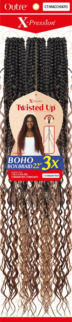OUTRE X-Pression Twisted Up Premium Synthetic Fiber - BOHO BOX BRAID 22" 3X